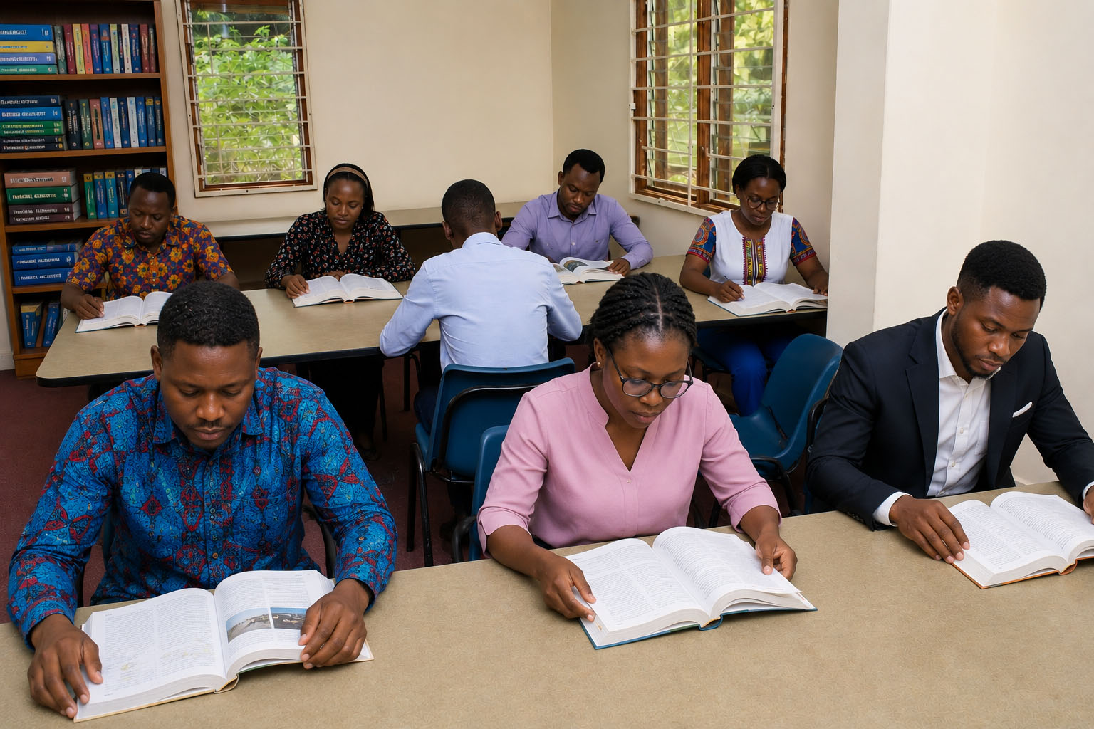 Students learning at a modern business school in Accra, Ghana